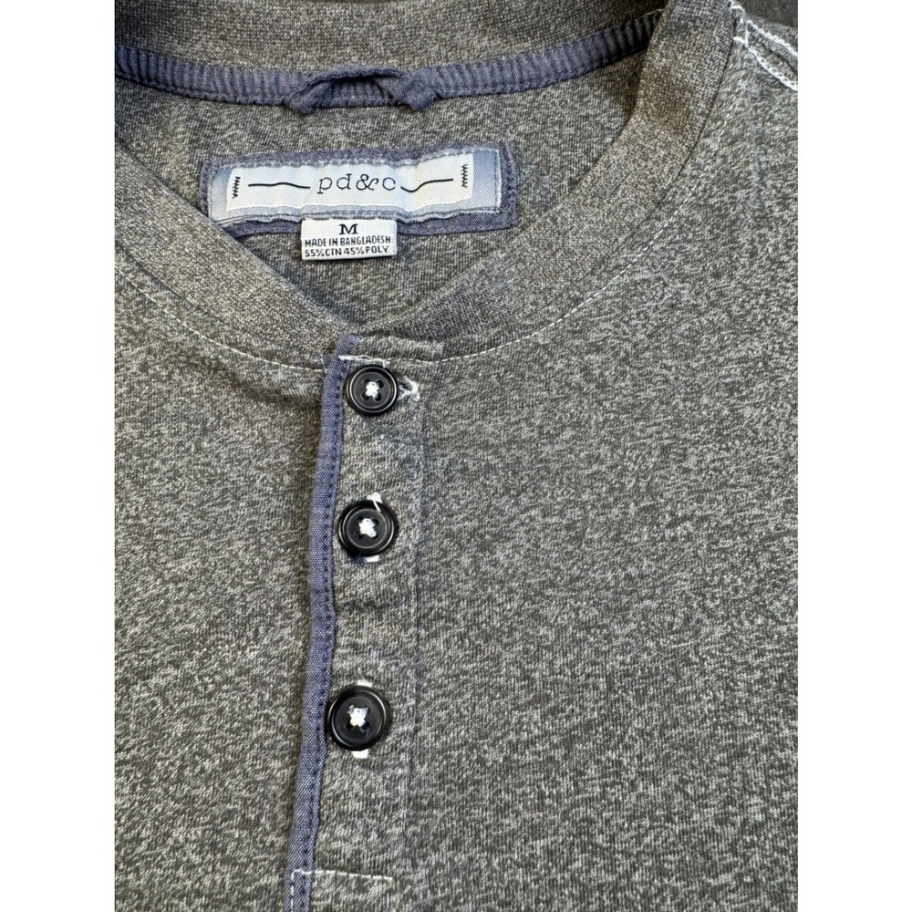 pd&c Mens Gray Short Sleeve Henley Shirt Casual Everyday Top Medium
